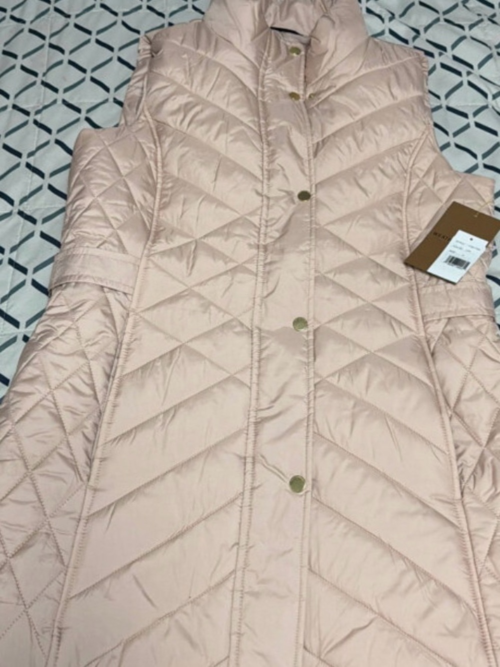 Light Pink Quilted Women's Puffer Vest with High Collar